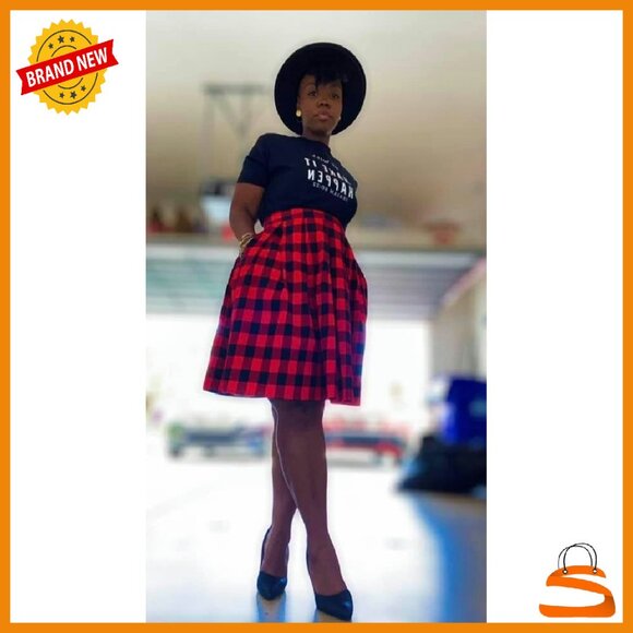 Vintage Pleated A-Line Midi Skirt with Pockets - High Waist Zipper - Picture 4 of 8